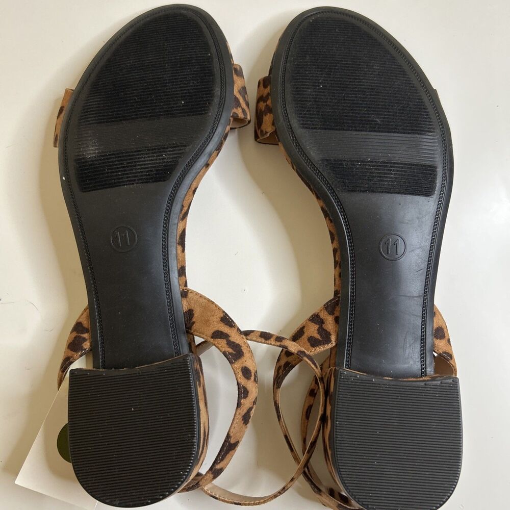 A New Day Women’s Winona Brown Leopard Print Ankle Strap Sandals FLAW - Picture 8 of 15